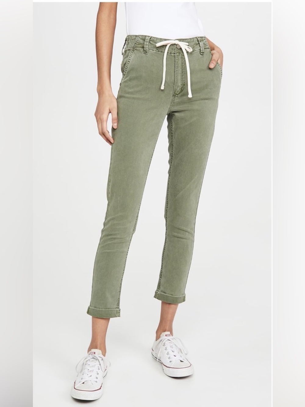 PAIGE Olive Green Christy pants with Drawstring Waist
